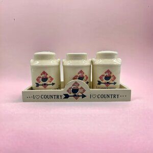 Country Kitchen Goose Salt Pepper Shakers Toothpick‎ Holder Set Berco I Love